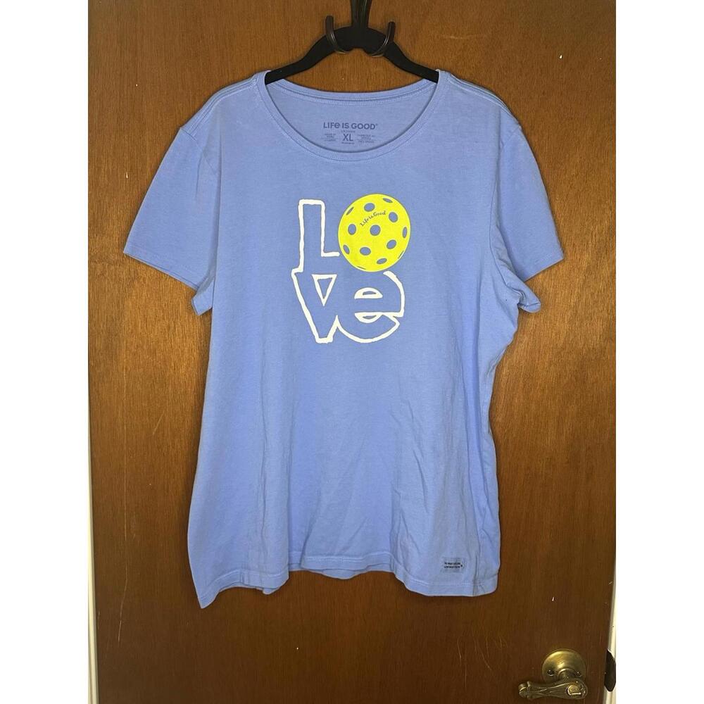 Life Is Good XL Crusher Women’s Round Neck Love Pickleball T-Shirt Cotton